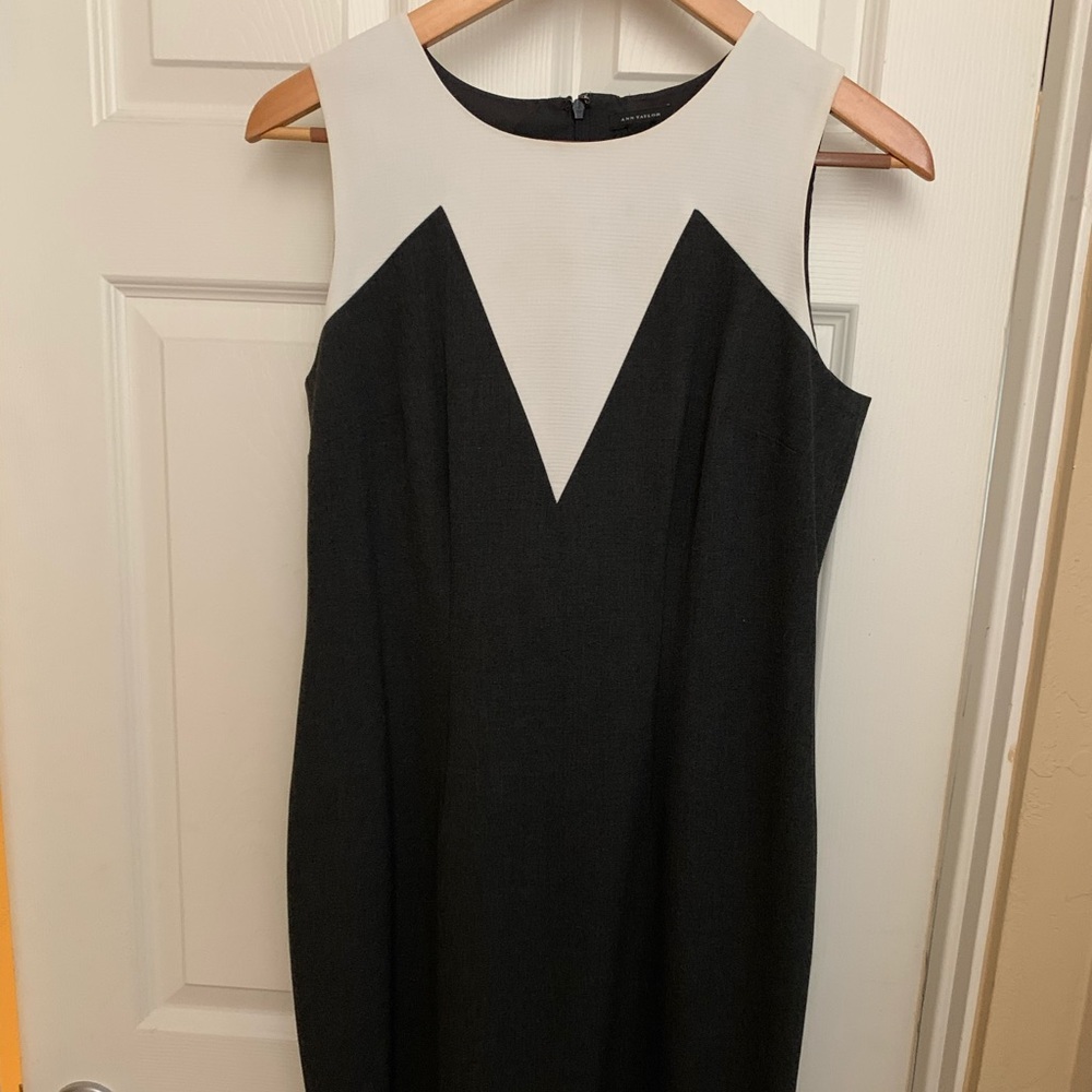 Ann Taylor Colorblock Gray and White Sheath Dress